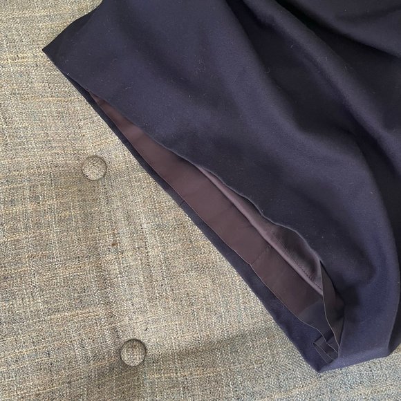 Vintage 1990s Karl Lagerfeld Collection Navy Wool Midi Shirtdress Women Size 42 - Picture 14 of 14